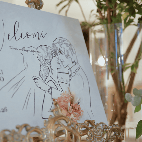 《けっこん》似顔絵×選べるお花カラー
