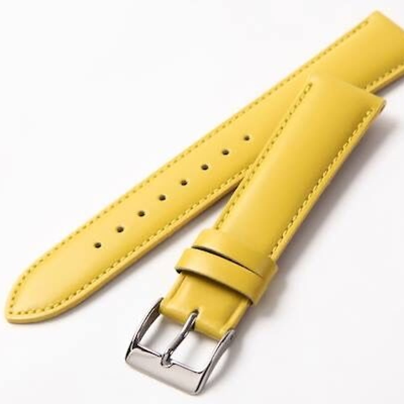 本革腕時計ベルト・バンド『イエロー』（ステッチあり）18mm「2026年