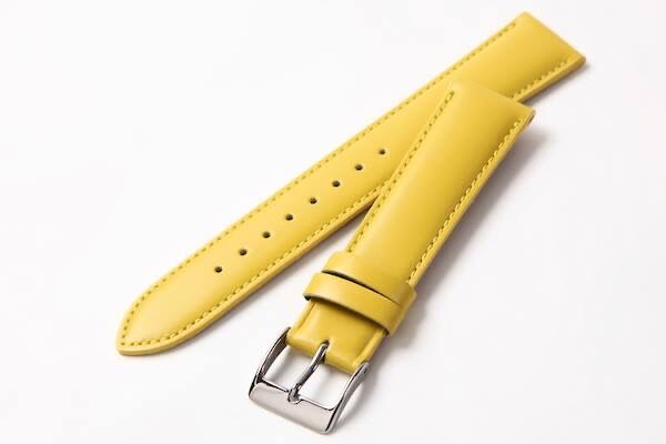 本革腕時計ベルト・バンド『イエロー』（ステッチあり）18mm「2026年