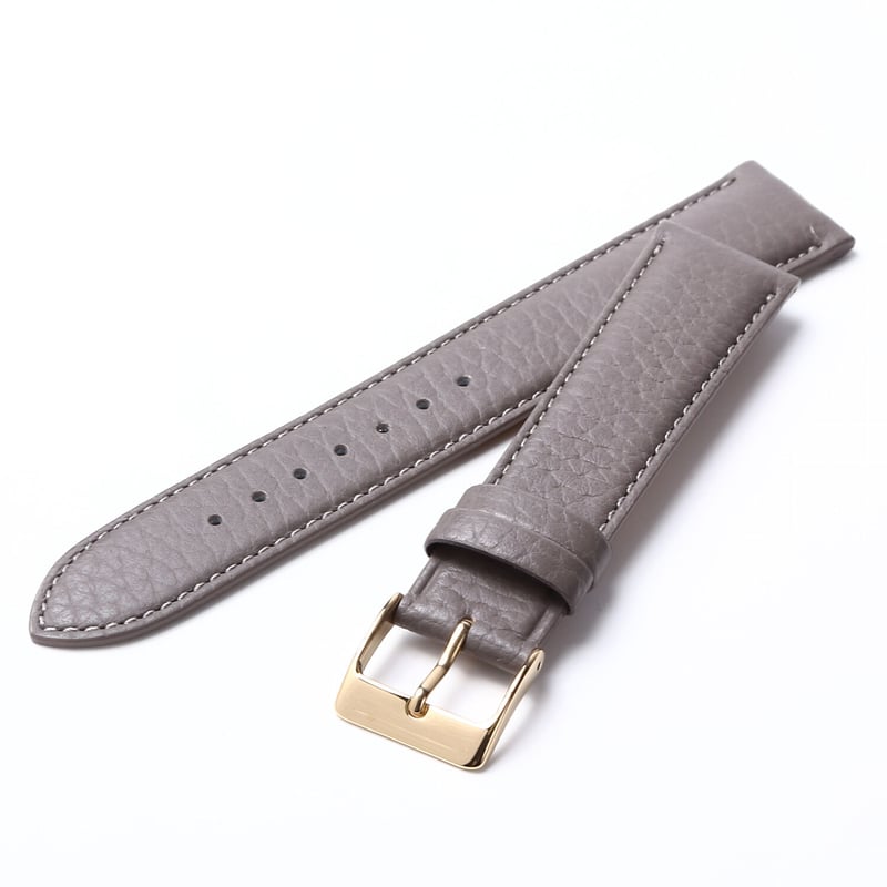 オシャレなイタリアンレザー時計ベルト『ライトグレー』（ステッチあり