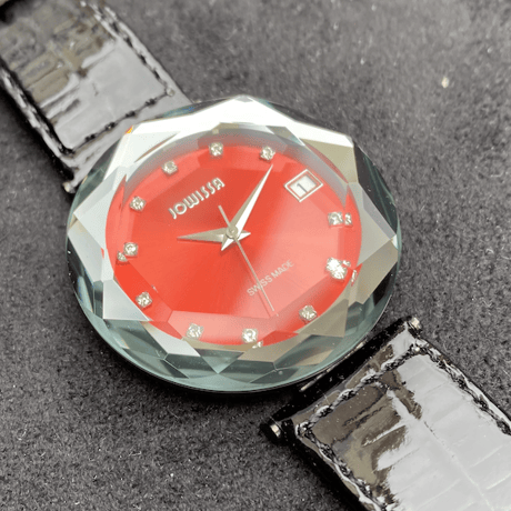 【正規品】ヨヴィッサ『シャイニークリスタル マキシ レッド×ブラック』腕時計 スイス製