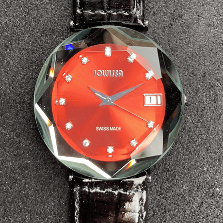 【正規品】ヨヴィッサ『シャイニークリスタル マキシ レッド×ブラック』腕時計 スイス製