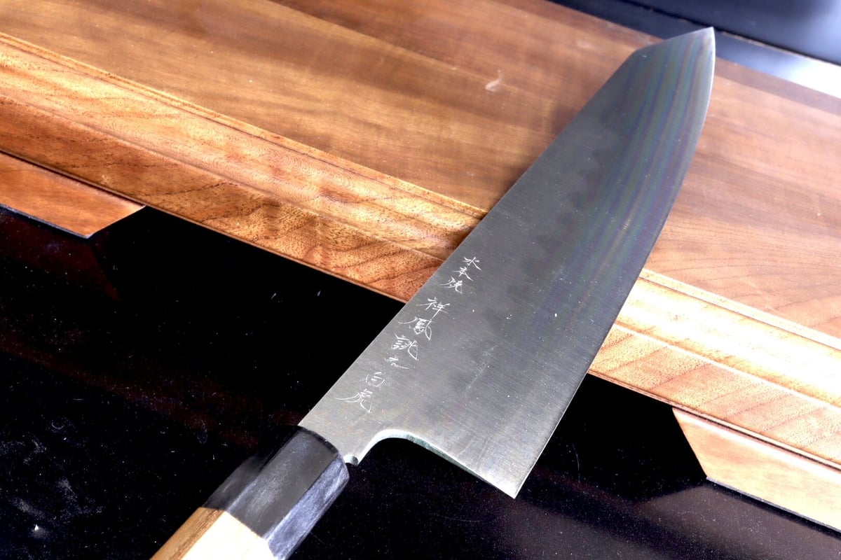 完成品】祥鳳 水本焼 牛刀 切付け型 尺寸 | 博多包丁工房 祥