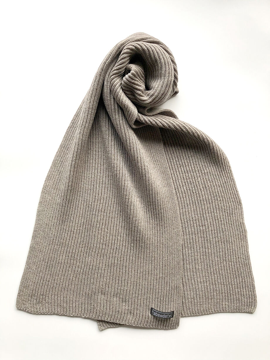 両あぜ編みウールマフラー【グレージュ】 | ABE KNIT