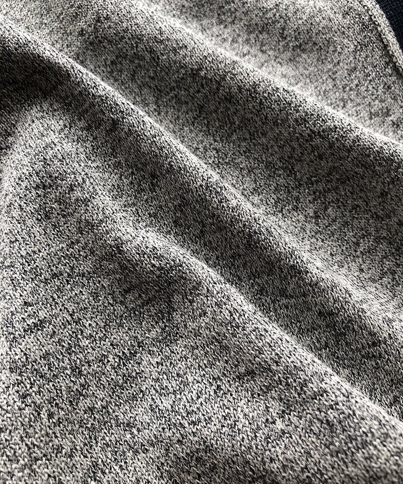 サマーニット】天竺ハイゲージカーディガン（グレー×ネイビー） | ABE KNIT