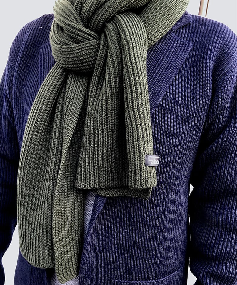 両あぜ編みウールマフラー【DKグレー】 | ABE KNIT