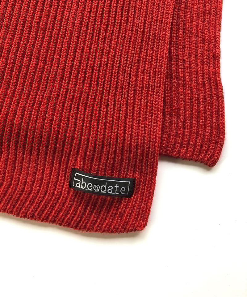 両あぜ編みウールマフラー【レッド】 | ABE KNIT