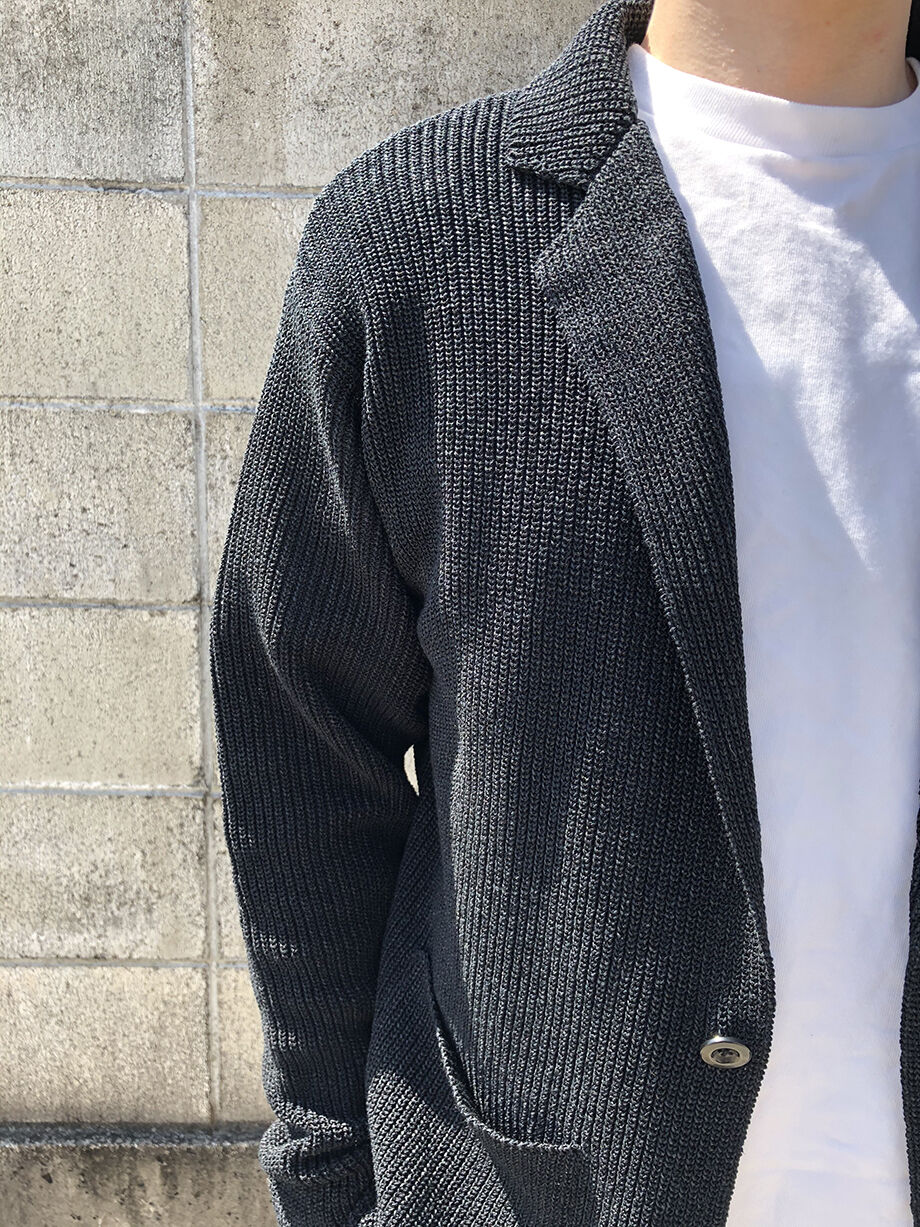 サマーニット】片あぜ編みジャケット（ブラック） | ABE KNIT
