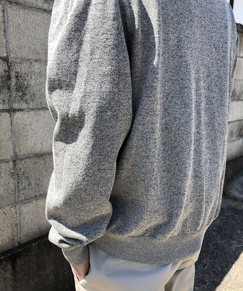 サマーニット】天竺ハイゲージカーディガン（グレー×ネイビー） | ABE KNIT