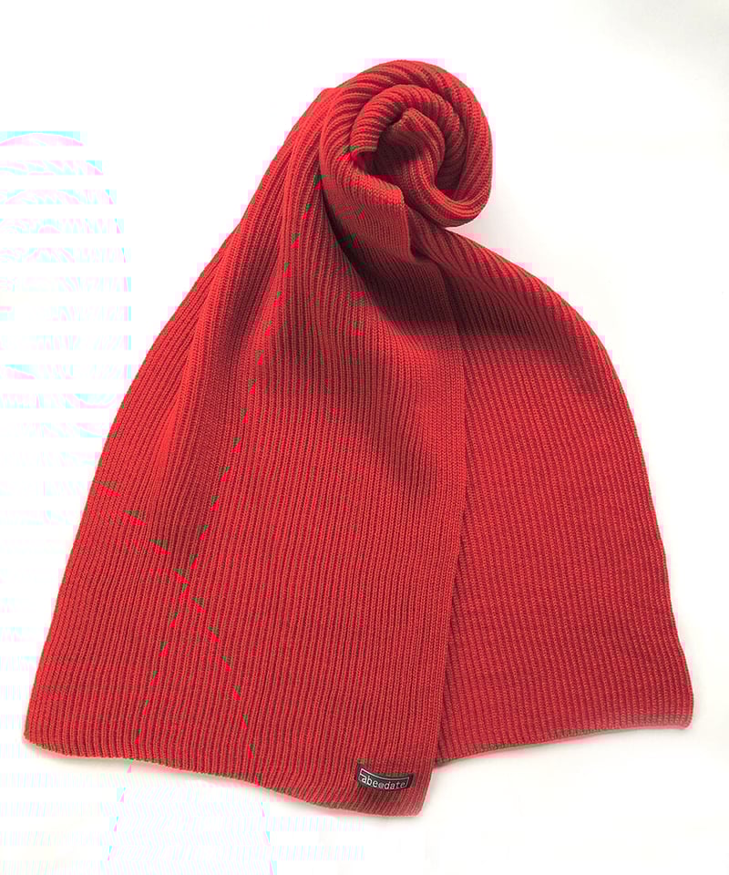 両あぜ編みウールマフラー【レッド】 | ABE KNIT