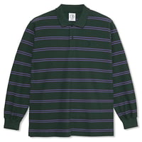 POLAR SKATE CO. "POLO LS SHIRT STRIPE" DARK TEAL / L