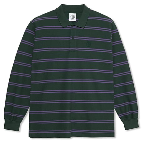 POLAR SKATE CO. "POLO LS SHIRT STRIPE" DARK TEAL / L