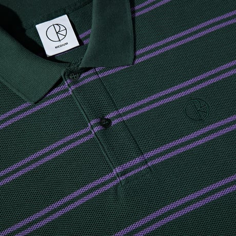 POLAR SKATE CO. "POLO LS SHIRT STRIPE" DARK TEAL / L