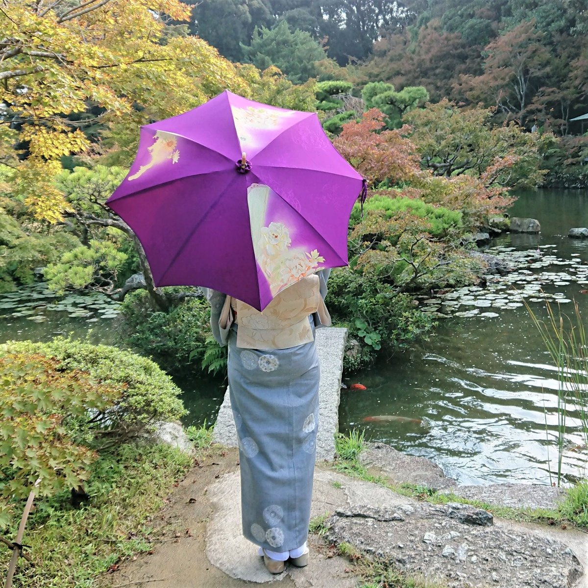 着物リメイク、銘仙の日傘 - 小物・ファッション雑貨