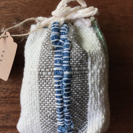 −SALE−　handweaving pouch  blue×grey