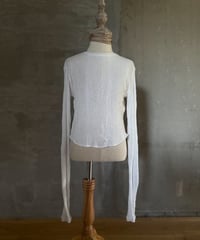 Washer Rib Long Sleeve Tee（Kids）  (Kids Size 120) Color: White