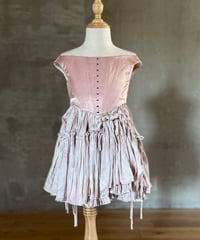 Off-Shoulder Bustier Tiered Dress (sample products) / Kids120size / Pastel Pink.Marble Print