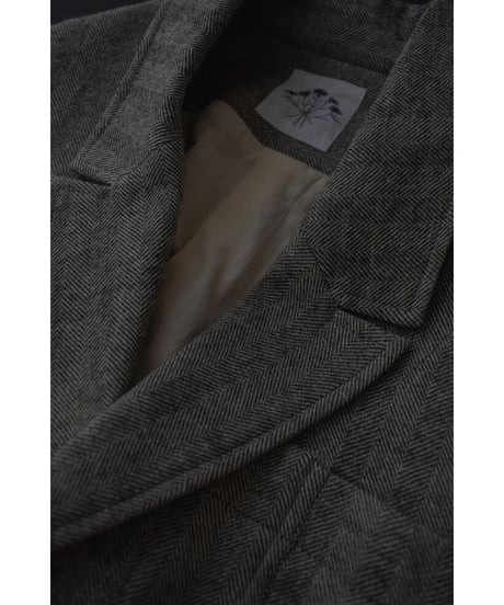 Mother coat (sample products)/ Adult / charcoal gray×herringbone