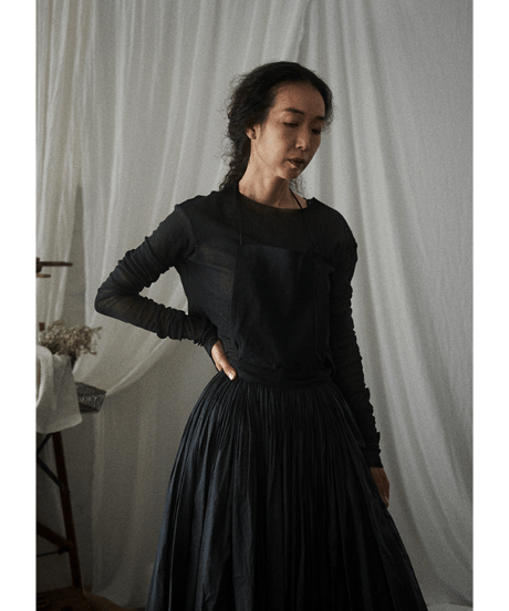 Tablier skirt /Adult / black×gray