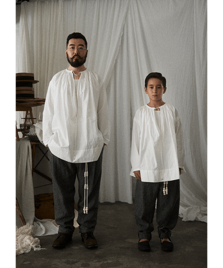 Corset Tuck Pants / Adult / Ivory×gray