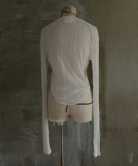 Washer Rib Long Sleeve Tee（Adult） (Sample Product / Free Size) Color: Off White