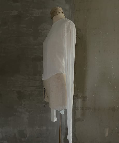 Washer Rib Long Sleeve Tee（Adult） (Sample Product / Free Size) Color: Off White