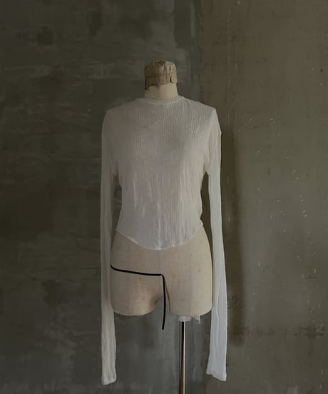 Washer Rib Long Sleeve Tee（Adult） (Sample Product / Free Size) Color: Off White