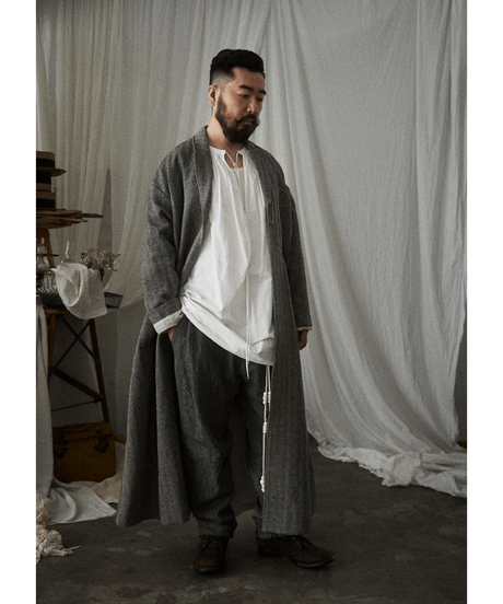 Mother coat (sample products)/ Adult / charcoal gray×herringbone