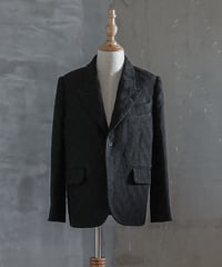 Peaked lapel jacket (sample products) / Kids 120size / Black Herringbone