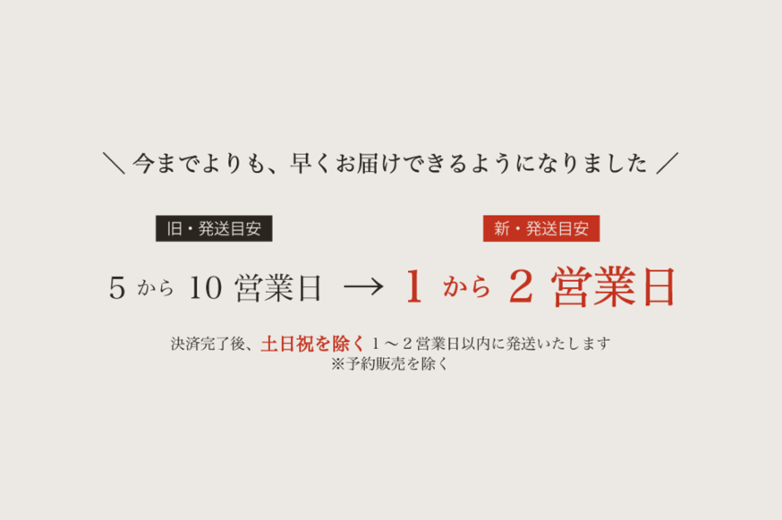 NEWS］発送までにかかる日数の改定に関するお知らせ | yourmle