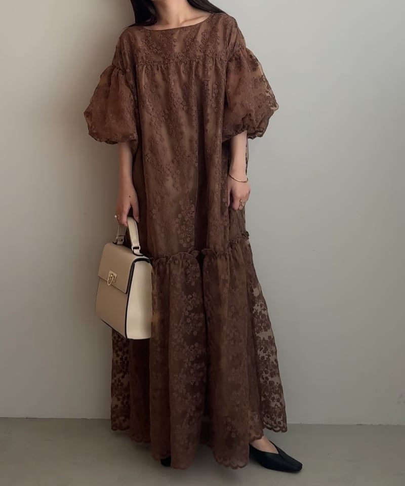 yourmle backribbon flower jacquard ワンピース