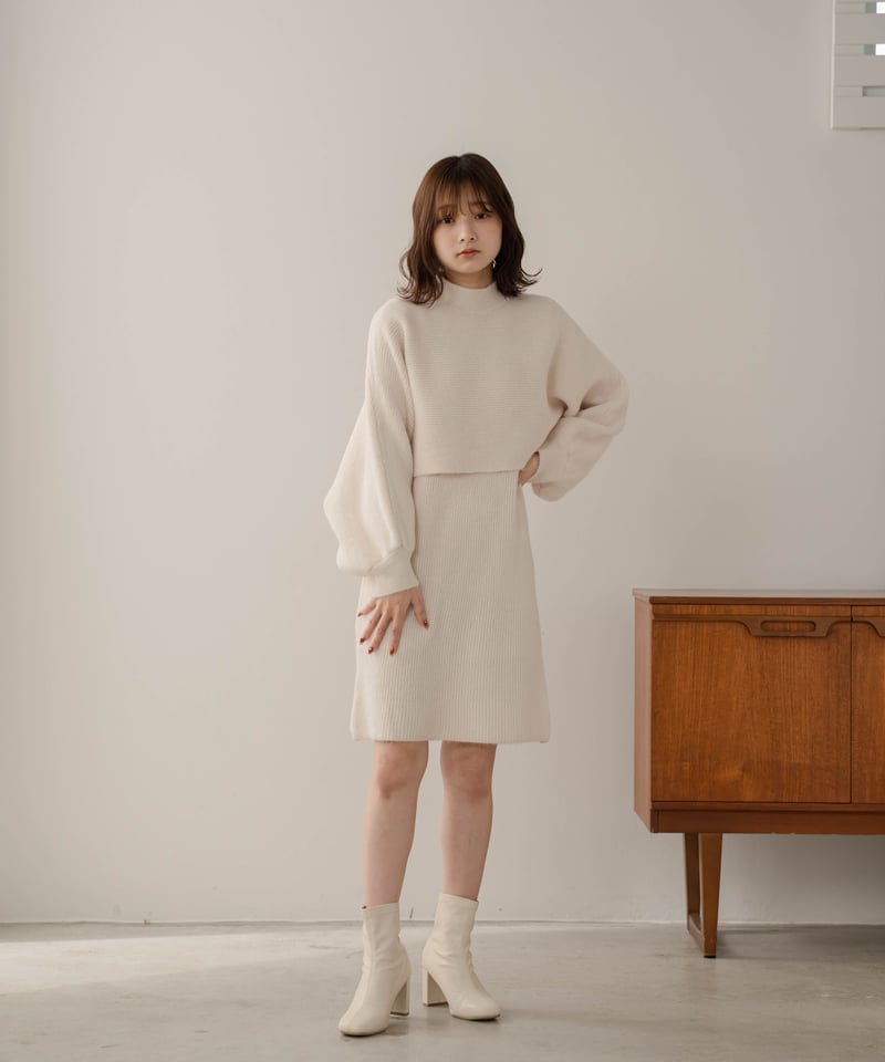 mini knit onepiece set up ivory | yourmle