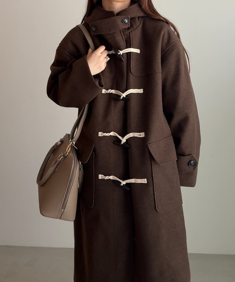 hoodie long duffle coat brown | yourmle