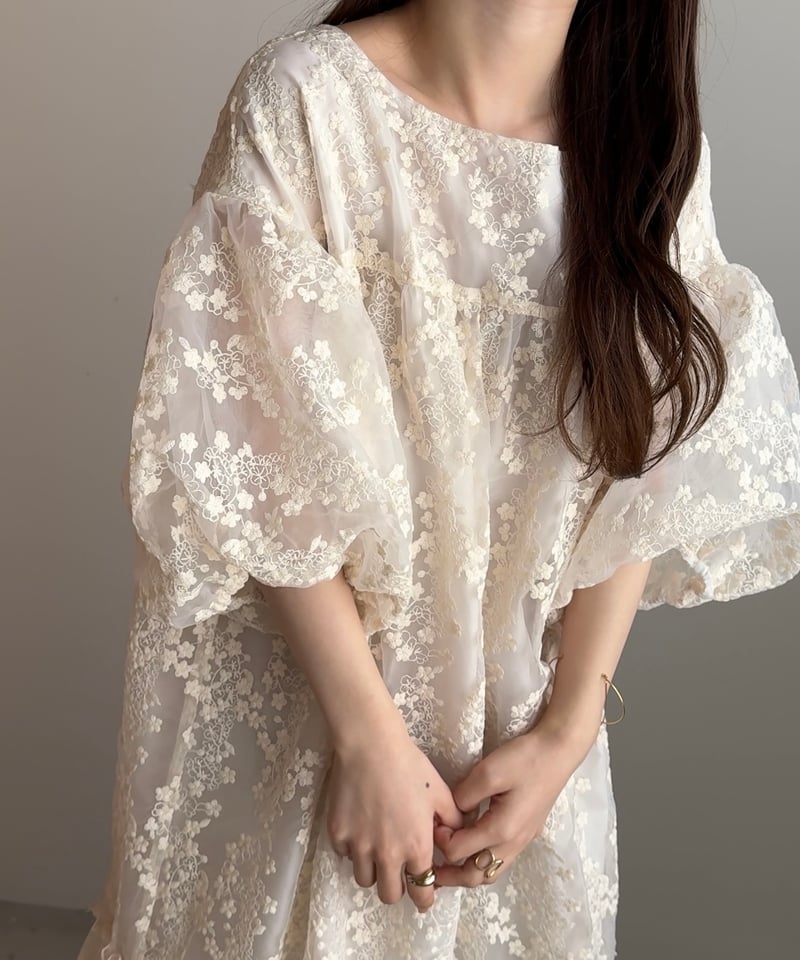 yourmle backribbon flower jacquard ワンピース