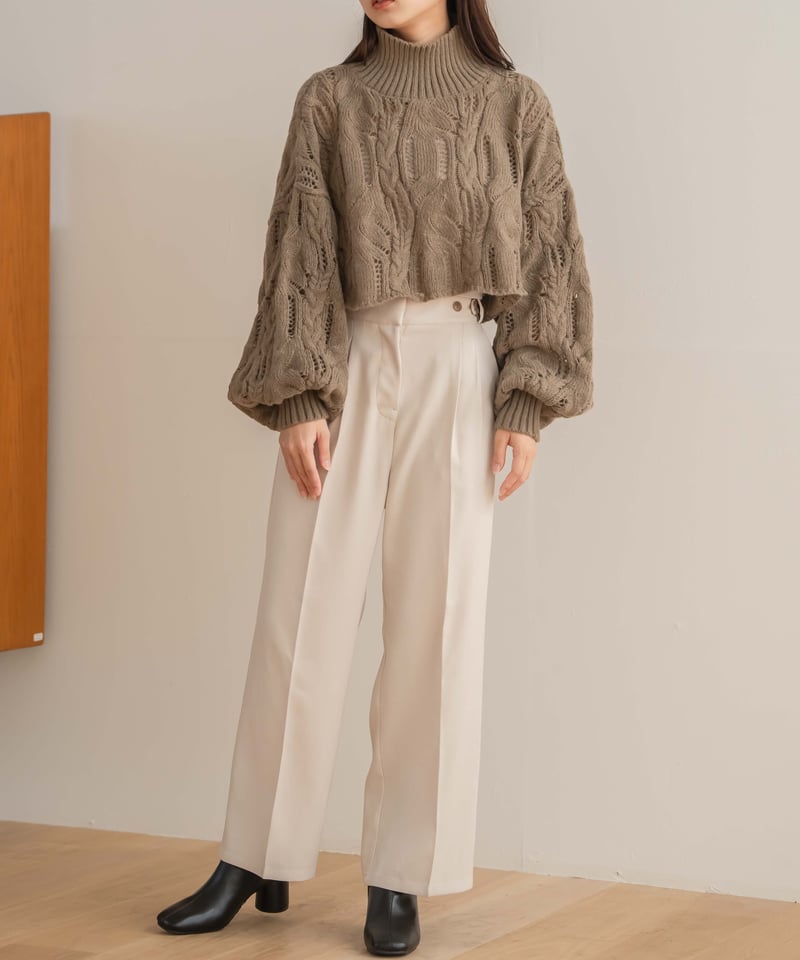 side button tuck pants ivory | yourmle