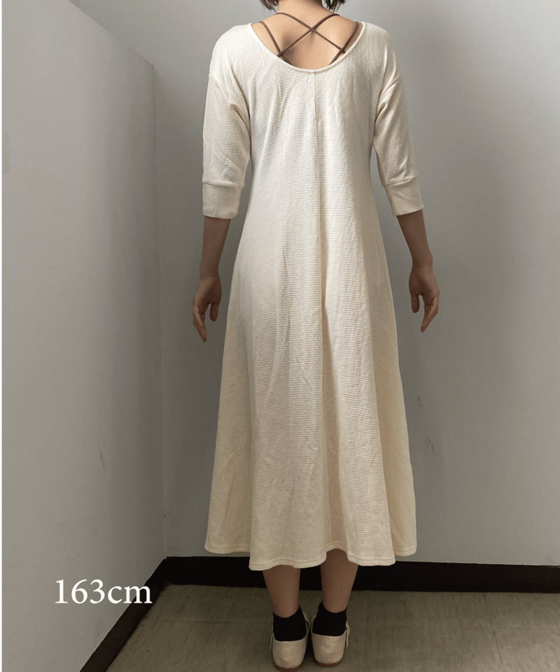 back ribbon flower jacquard dress ivory