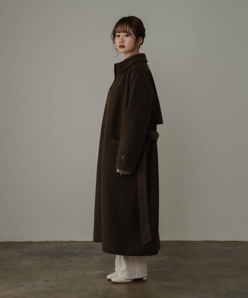 soutien collar long coat brown yourmle-