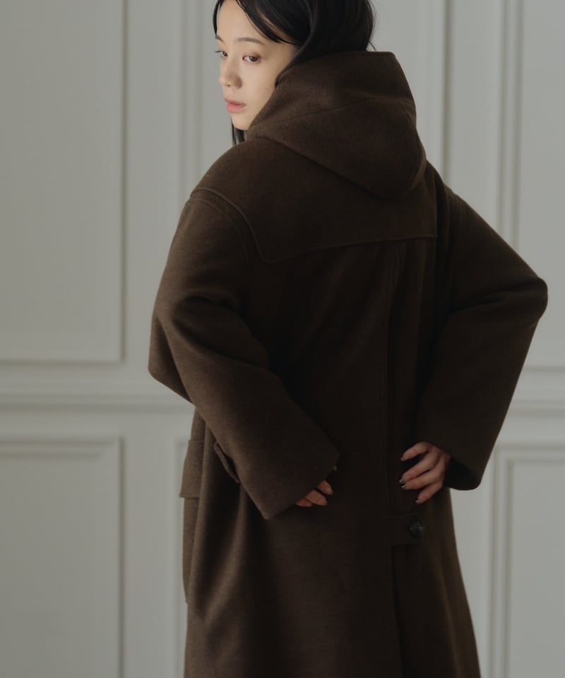 hoodie long duffle coat brown | yourmle