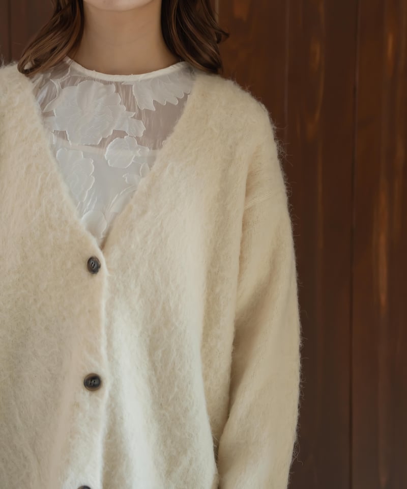 mohair knit cardigan ivory | yourmle