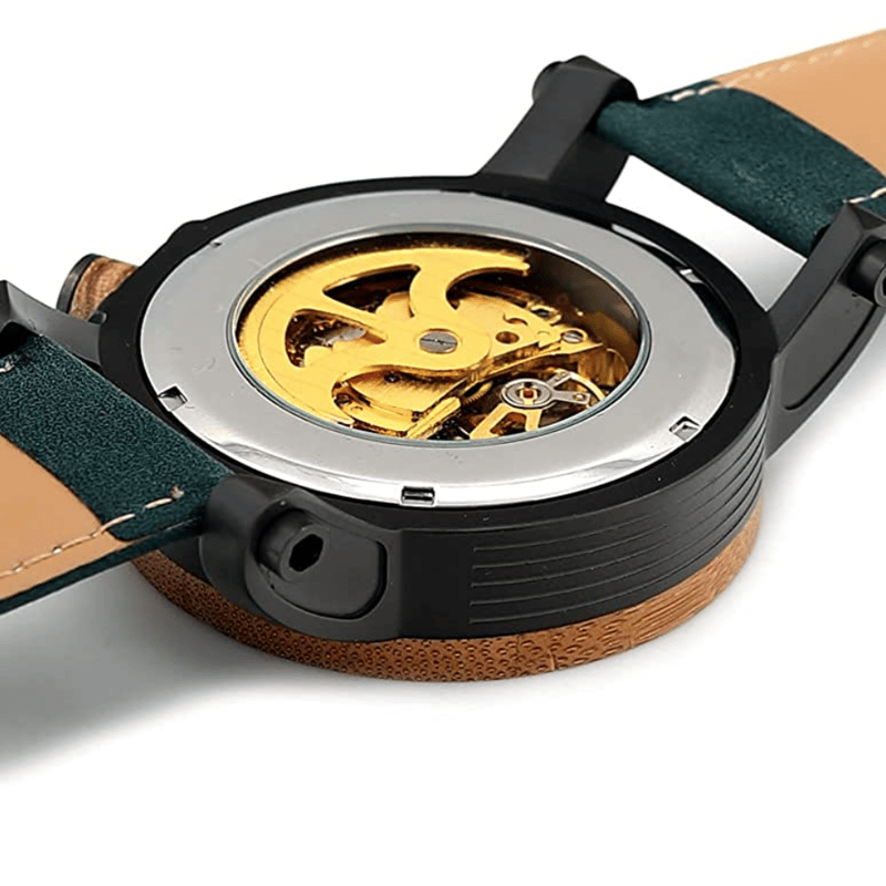 未使用 BOBO BIRD 自動巻き スケルトンウッド腕時計 青 BOBO BIRD ボボバード メンズ 木製腕時計 機械式 自動巻き