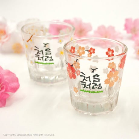 【チョウムチョロム】桜プリント焼酎グラス（全２種）