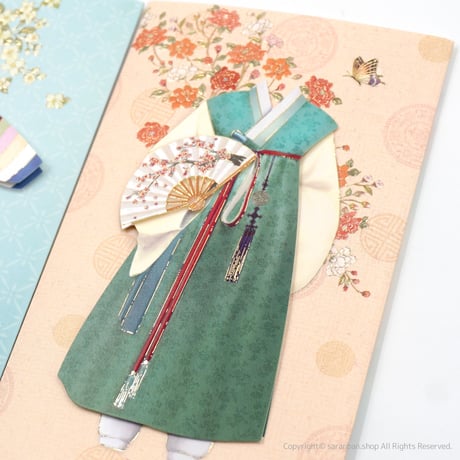 韓服封筒カード２枚セット（全３種）
