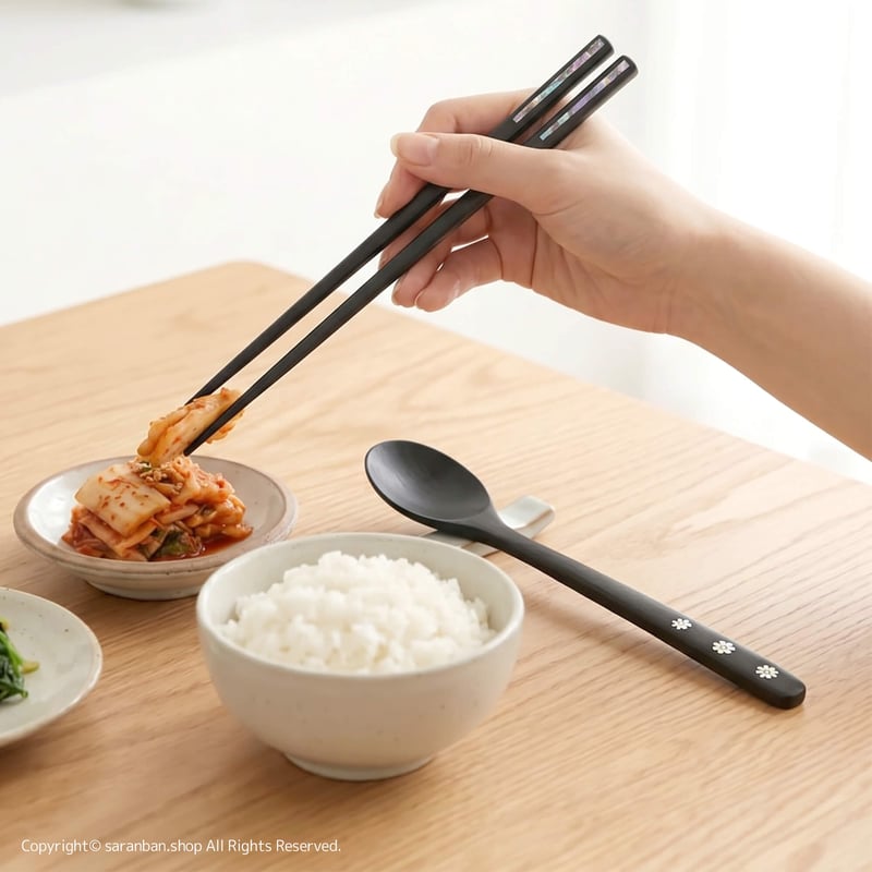 韓国製】木製螺鈿お箸＆スプーンセット | サランバン～まいにち韓国気分～