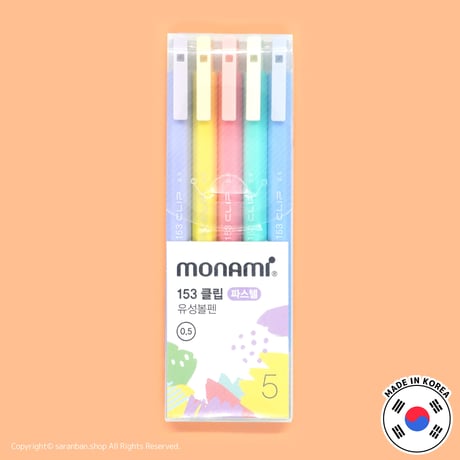 【monami】パステルボールペン５本セット