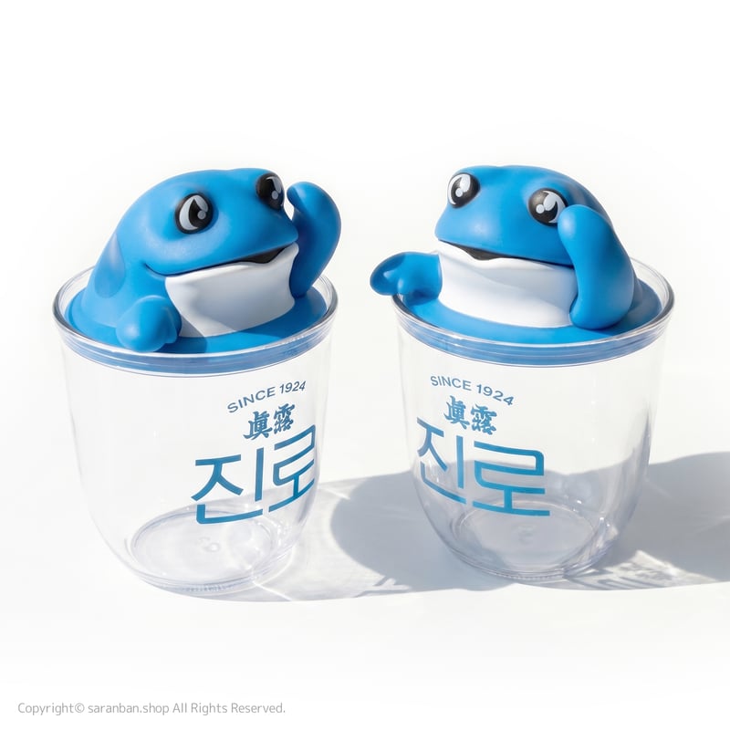 青いカエルデザインのデザートカップ 韓国眞露】カエルフィギュア付きカップ | サランバン～まいにち韓国気分～