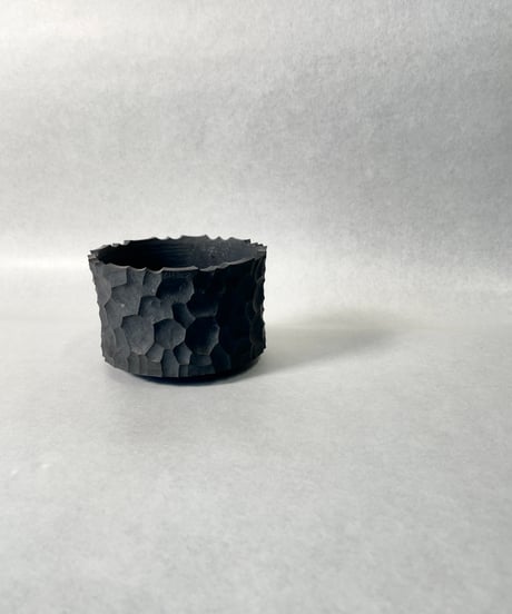 稲妻紋鉢 半筒型 黒結晶釉・Ｓ