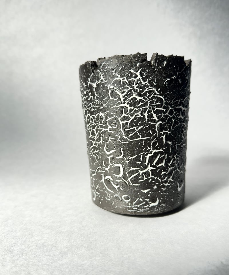 雷土・クラック釉薬ブラックカラーシリーズ鉢ロングS 白 | t.roots