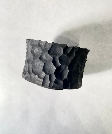 稲妻紋鉢 半筒型 黒結晶釉・Ｓ