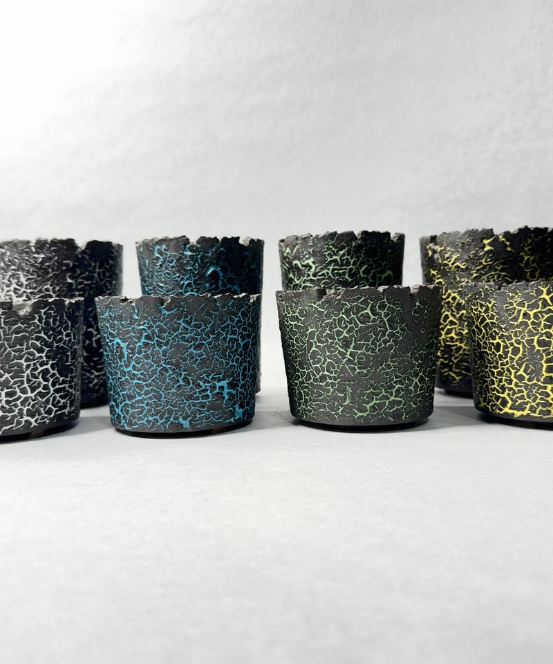 雷土・クラック釉薬ブラックカラーシリーズ鉢ロングS 白 | t.roots