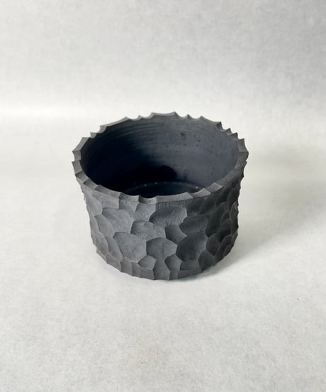 稲妻紋鉢 半筒型 黒結晶釉・Ｓ